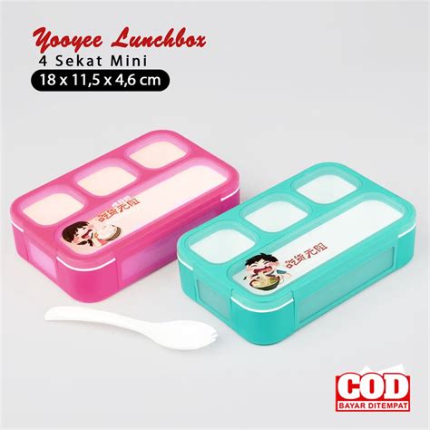 Jual Kotak Bekal Makanan Lunch Box Yooyee Mini 4 Sekat Tempat Penyimpan