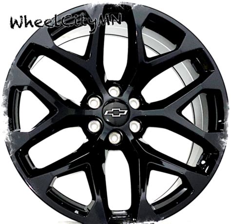 24 Gloss Black OE Replica SFO Snowflake Wheels Fits 2022 Chevy Tahoe