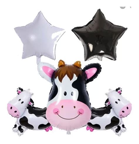 Kit Globos Vaca Manchas Decoracion Fiesta Blanco Negro Cumpl Mercadolibre