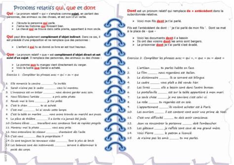 122 Pronoms Français Fle Fiches Pedagogiques Pdf And Doc