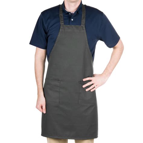 Choice Dark Gray Full Length Bib Apron With Pockets 34 X 32