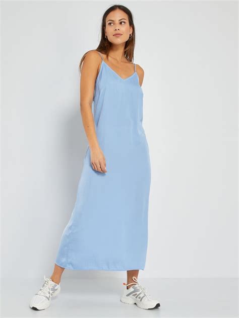 Vestido Midi Satinado Azul Kiabi