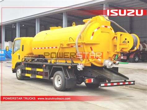 Cambodia Isuzu Npr Elf Vacuum Septic Cleaning Sewage Suction Tank Truck