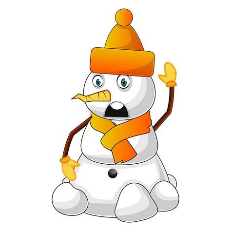 Snowman Hats Clipart Transparent Background Snowman With Orange Hat