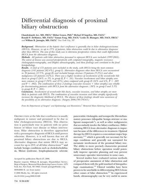 Pdf Differential Diagnosis Of Proximal Biliary Obstruction Dokumen Tips