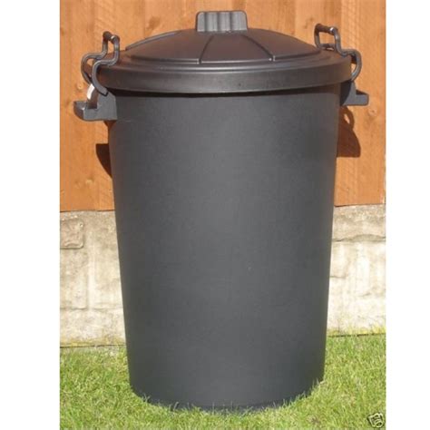 85 Litre Black Plastic Bin With Lid Austins Country Store