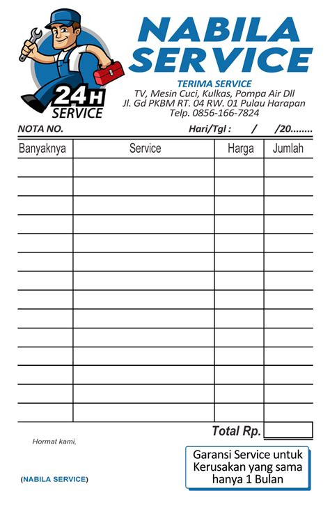 Detail Contoh Nota Bengkel Mobil Koleksi Nomer 11