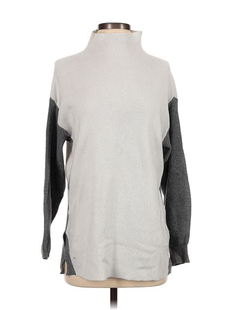 Simply Vera Vera Wang Color Block Solid Gray Turtleneck Sweater Size S