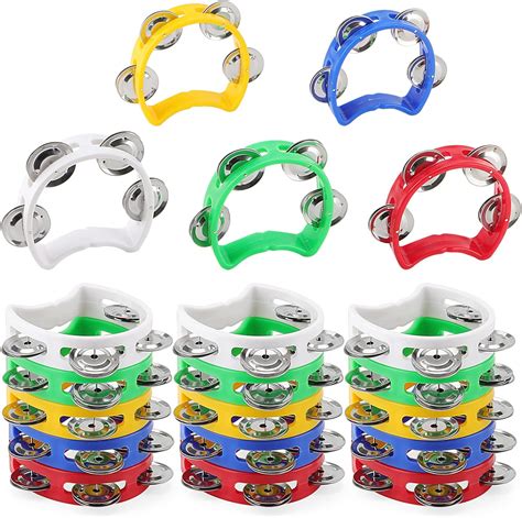 Senjeok 20 Pack Plastic Percussion Tambourine 4 Inch Half