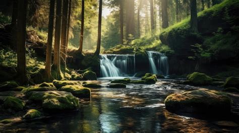 Premium Ai Image Tranquil Waterfall Free Photo Hd 8k Wallpaper