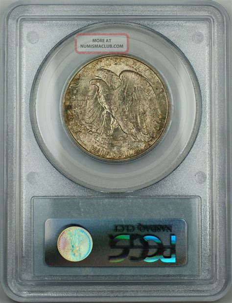 D Walking Liberty Silver Half Dollar Pcgs Ms Reverse Toned