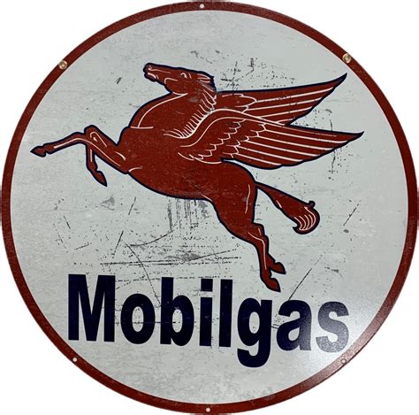 Mobilgas Mobil Gas Metal Bar Sign Round Single Sided 560mm