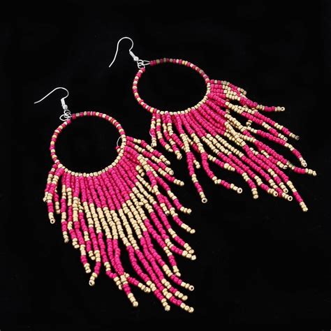 2019 Vintage Bohemia Handmade Beaded Earrings Multilayer Tassels Bead