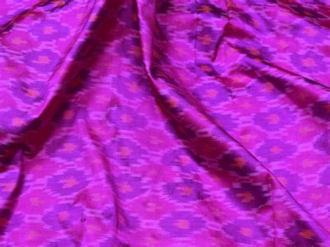 Fuchsia Pure Silk Ikat Fabric By Yard Wedding Bridesmaid Prom Etsy