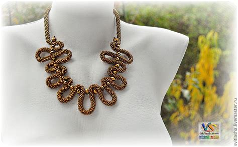 Колье "Золотая змейка" | Bead crochet, Crochet rope, Crochet jewelry