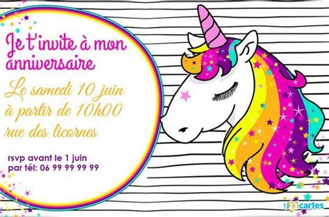 Invitation Anniversaire Licorne Personnaliser En Ligne Et