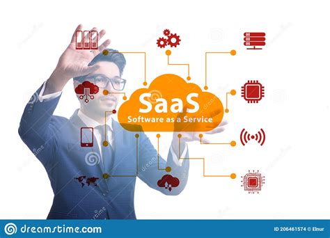 Software As A Service Saas Concept With Businessman Stock