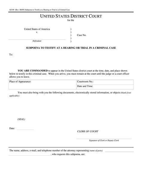 Court Subpoena Case Form Fill Out And Sign Printable Pdf