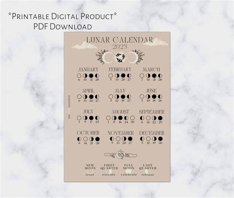 A6 Lunar Phase Calendar 2023 Printable Planner Dashboard - Etsy