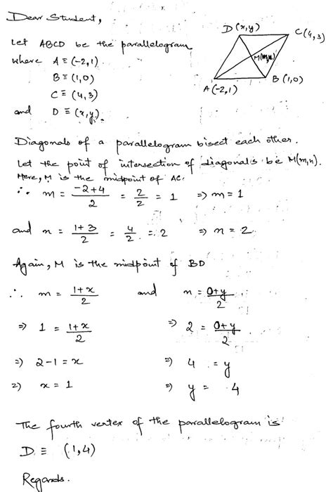 Three Consecutive Vertices Of A Parallelogram Are 2 1 1 0 And 4 3 Find The