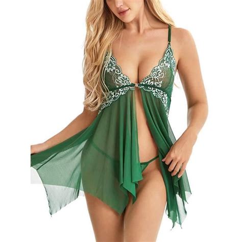 Lingerie Sexy Pour Femme Nuisette En Dentelle En Maille V Tements De