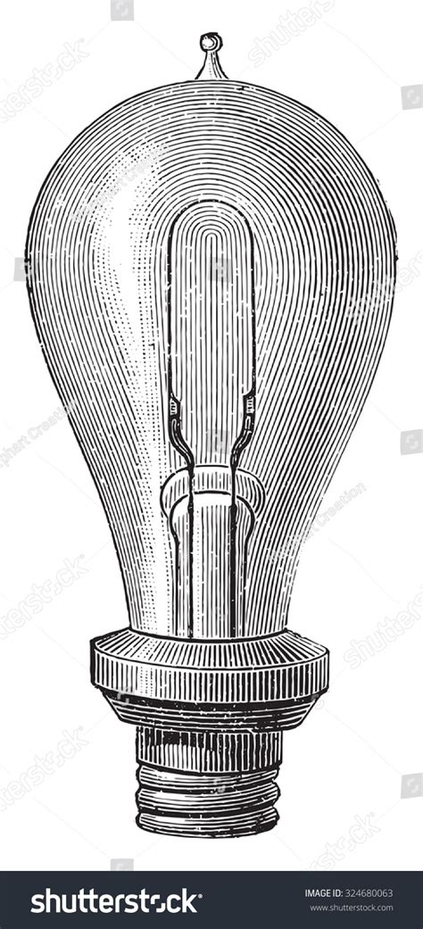 Edisons Incandescent Lamp Vintage Engraved Illustration Stock Vector