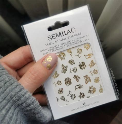 13 Semilac Nail Stickers Golden Flowers naklejki wodne złote kwiaty