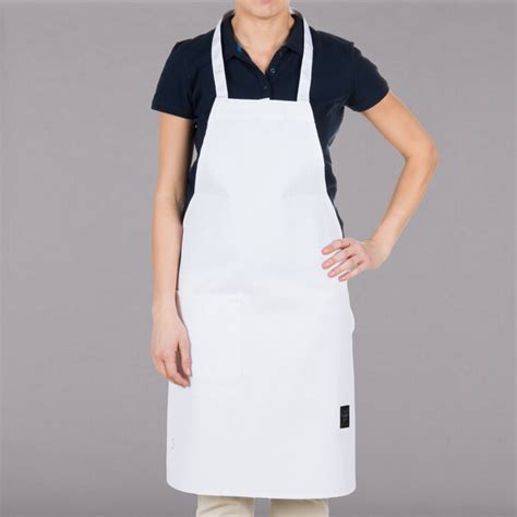 Chef Revival White Poly Cotton Customizable Bib Apron With 1 Pocket