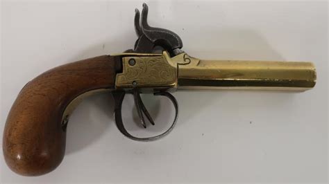 Sold Price Belgian Double Barrel Brass Percussion Pistol March 6 0118 1100 Am Edt