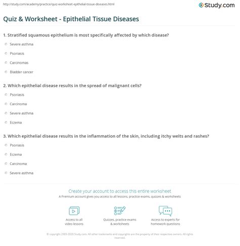 Quiz & Worksheet - Epithelial Tissue Diseases | Study.com