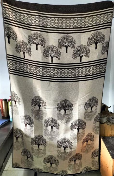 Radhey Creation Brown And White Jute Printed Curtain Fabric For Home