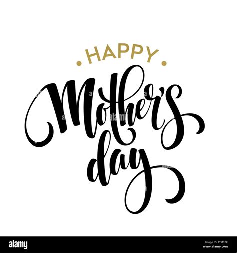 Happy Mothers Day Greeting Card Black Calligraphy Inscription Vector