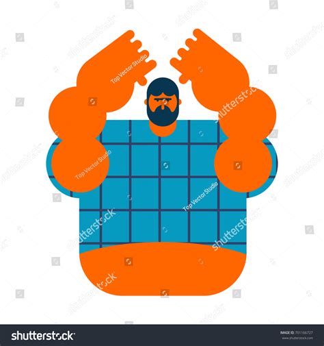 Redneck Isolated Angry Bearded Man Shirt Stock Vector Royalty Free