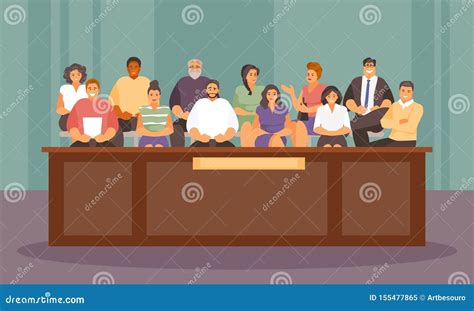 Jurors In The Courtroom Vector Stock Vector Illustration Of Legal