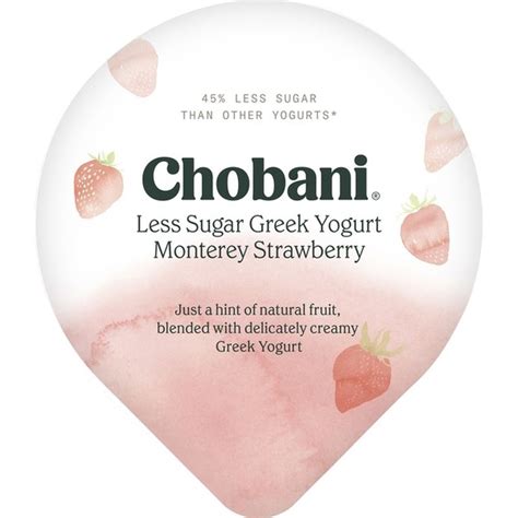 Chobani Greek Yogurt Less Sugar Low Fat Monterey Strawberry 53 Oz From Publix Instacart