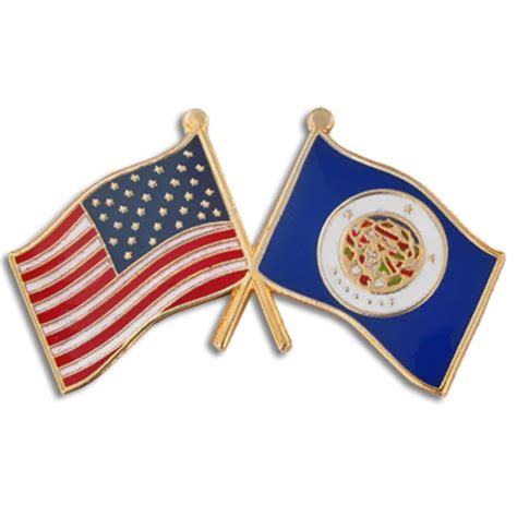 Pinmart S Minnesota And Usa Crossed Friendship Flag Enamel Lapel Pin