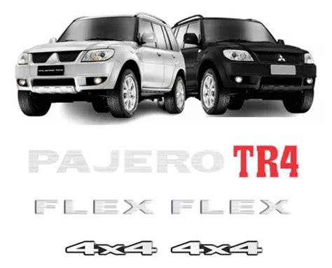 Kit Adesivos Emblemas Pajero Tr Flex X Cromado Resinados