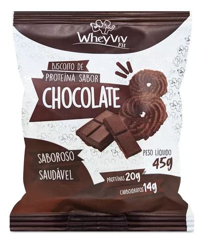 Biscoito Fit Chocolate Whey Protein Wheyviv 45g MercadoLivre