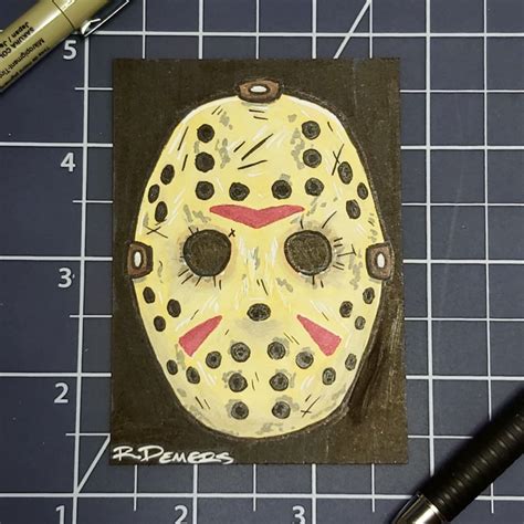 Jason Voorhees Mask Sketch Card - Rob Demers Art