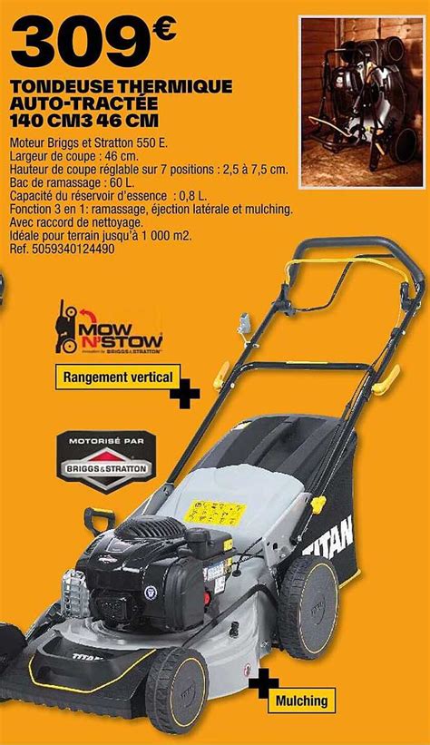 Promo Tondeuse Thermique Auto tractée 140 Cm3 46 Cm chez Brico Dépôt