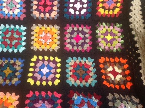 Multi Color Granny Square Afghan With Retired Colors and Black - Etsy