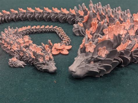 Silver Cherry Blossom Dragon D Printed And Fully Articulated Dragon