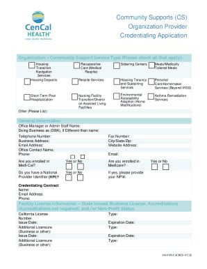 Fillable Online Community Supports Cs Organization Provider