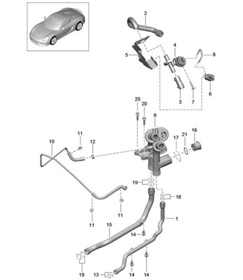 Connection Water Pipe Control Water Cooling 981sp Boxster Spyder 2016 Porsche Parts