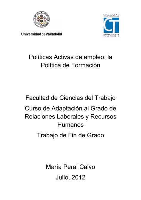 Pol Ticas Activas De Empleo La Pdf