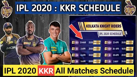 Ipl 2020 Kolkata Knight Riders Kkr All Matches Schedule For Ipl