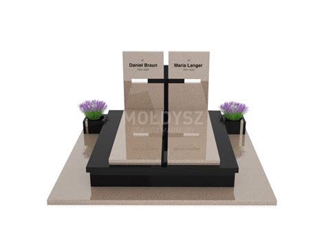 Nagrobek podwóny wykonany z granitu. Podstawa pomnika 200x190 cm ...