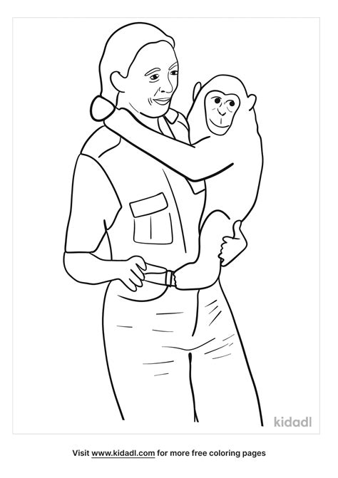 Considerate And Caring Coloring Page Jane Goodall Coloring Page At