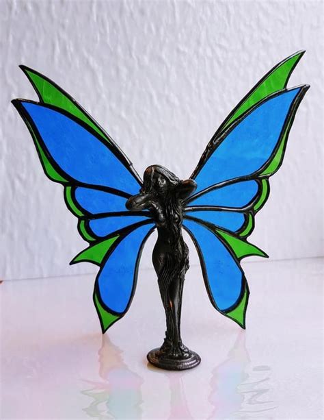 Stained Glass Fairy Angel Wings Standing Fairy Statue Etsy Fairy Statues Stained