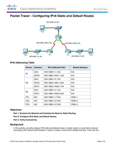 PDF 6 2 4 4 Packet Tracer Configuring IPv6 Static And Default